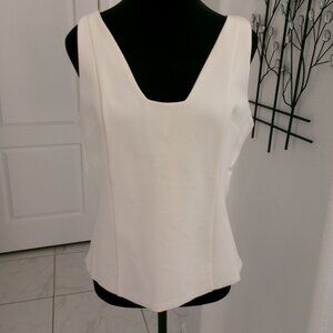 New EXPRESS Cream Ponte V-Neck Seamed Sleeveless Top Blouse L NWT